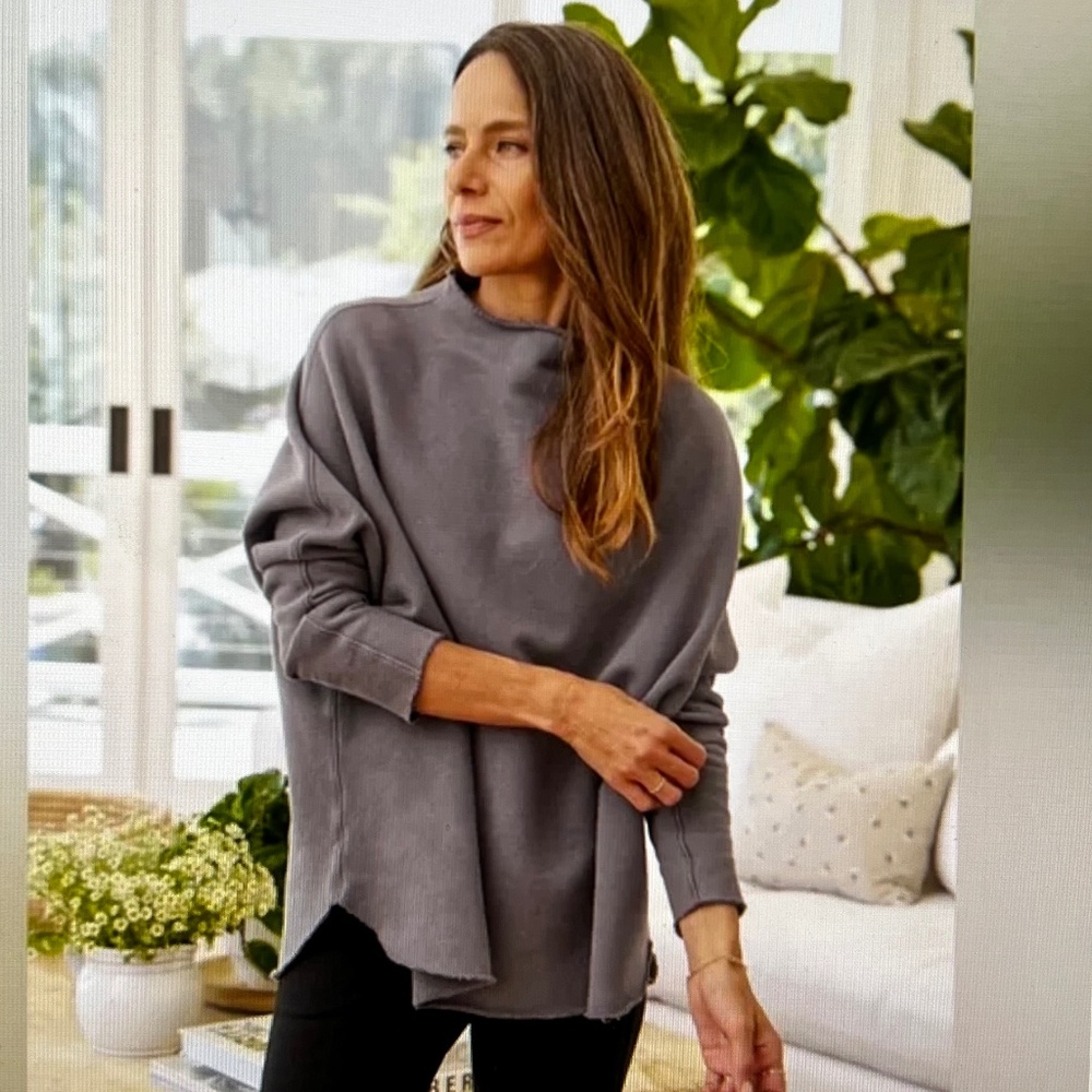 Frank & Eileen Effie Long Sleeve Funnel Neck Capelet Elephant Size Large EUC
